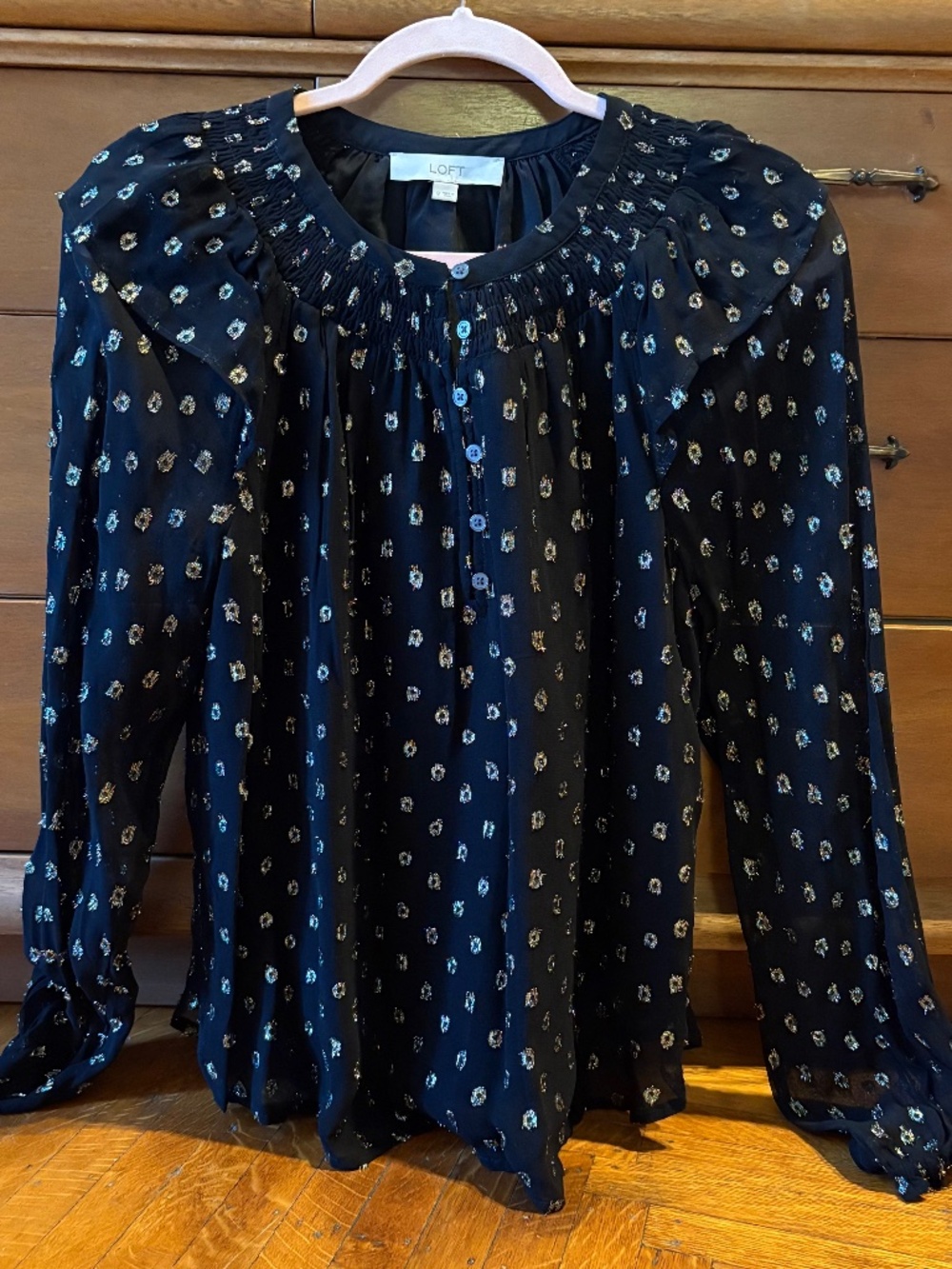 Shimmer button blouse